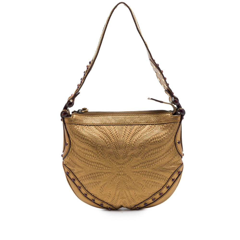 Pre-Loved Gucci Metallic Embossed Calfskin Pelham Studded Hobo